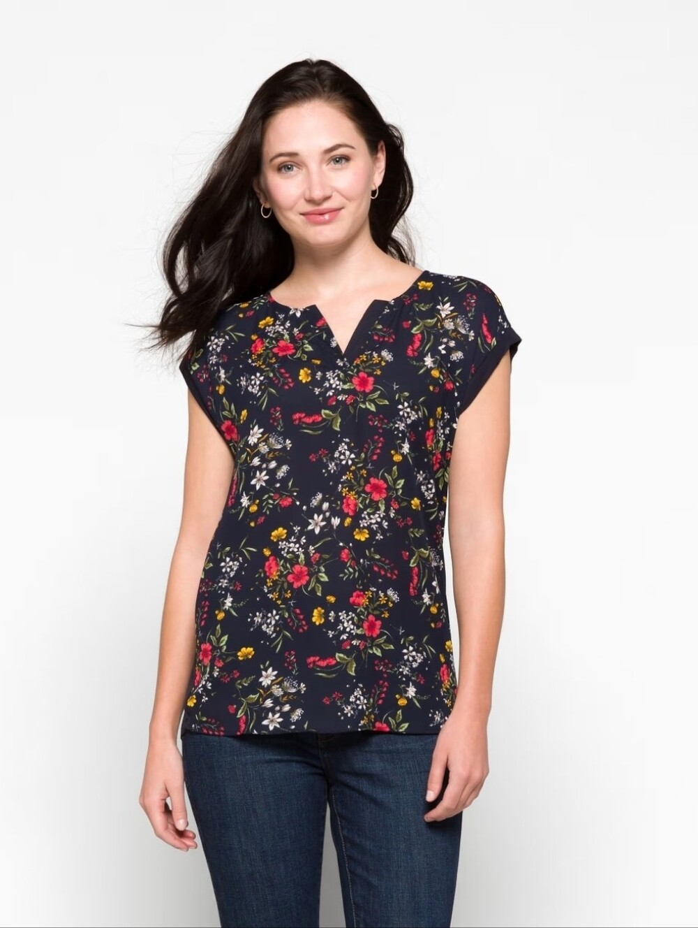 Papermoon Navy Floral Scoop Neck Top